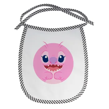 Lilo & Stitch Angel pink, Σαλιάρα μωρού αλέκιαστη με κορδόνι Μαύρη