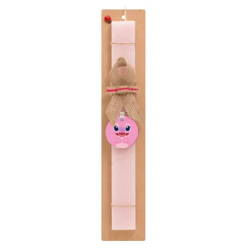 Lilo & Stitch Angel pink, Easter Set, wooden keychain & scented flat Easter candle (30cm) (PINK)