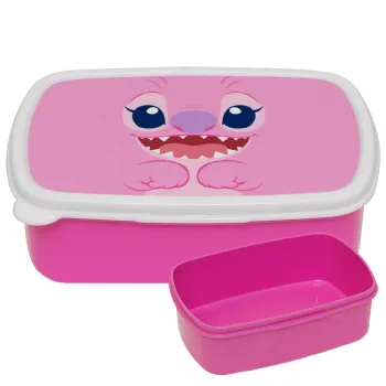 Lilo & Stitch Angel pink, ΡΟΖ παιδικό δοχείο φαγητού (lunchbox) πλαστικό (BPA-FREE) Lunch Βox M18 x Π13 x Υ6cm
