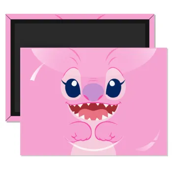 Lilo & Stitch Angel pink, Ορθογώνιο μαγνητάκι ψυγείου διάστασης 9x6cm
