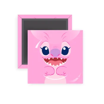 Lilo & Stitch Angel pink, Μαγνητάκι ψυγείου τετράγωνο διάστασης 5x5cm