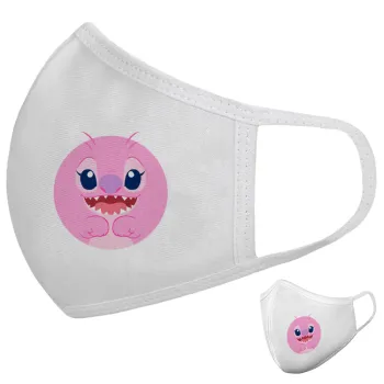 Lilo & Stitch Angel pink, Μάσκα υφασμάτινη υψηλής άνεσης παιδική (Δώρο πλαστική θήκη)