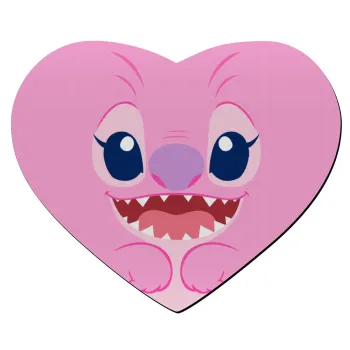 Lilo & Stitch Angel pink, Mousepad heart 23x20cm