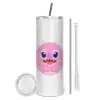 Tumbler stainless steel 600ml, with metal straw & cleaning brush