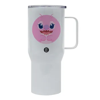 Lilo & Stitch Angel pink, Tumbler με καπάκι, διπλού τοιχώματος (θερμό) 750L
