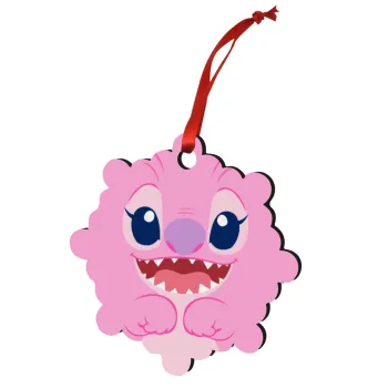 Lilo & Stitch Angel pink, Στολίδι Χριστουγεννιάτικο στολίδι snowflake ξύλινο 7.5cm