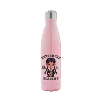 Wednesday Adams, nevermore, Metal mug thermos Pink Iridiscent (Stainless steel), double wall, 500ml