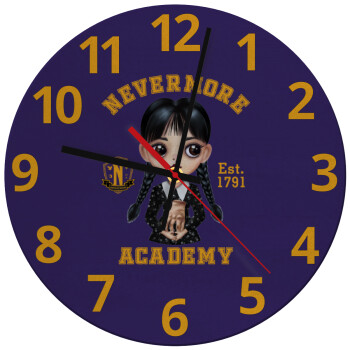 Wednesday Adams, nevermore, Ρολόι τοίχου γυάλινο (30cm)