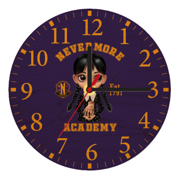 Wednesday Adams, nevermore, Ρολόι τοίχου ξύλινο plywood (20cm)