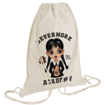 Wednesday Adams, nevermore, Backpack bag GYMBAG natural (28x40cm)