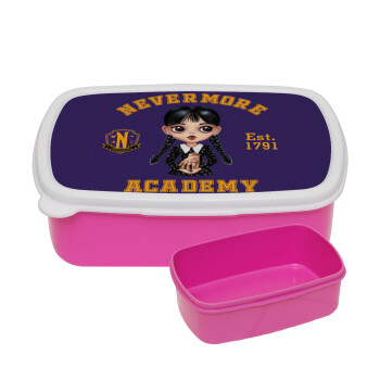 Wednesday Adams, nevermore, ΡΟΖ παιδικό δοχείο φαγητού (lunchbox) πλαστικό (BPA-FREE) Lunch Βox M18 x Π13 x Υ6cm