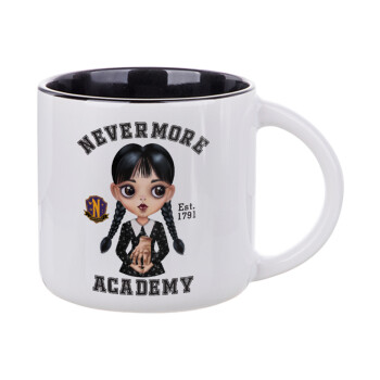 Wednesday Adams, nevermore, Κούπα κεραμική 400ml Λευκή/Μαύρη