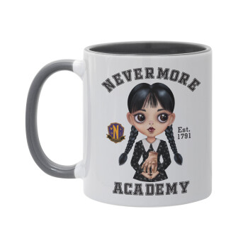 Wednesday Adams, nevermore, Κούπα χρωματιστή γκρι, κεραμική, 330ml