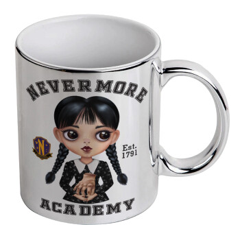 Wednesday Adams, nevermore, Κούπα κεραμική, ασημένια καθρέπτης, 330ml