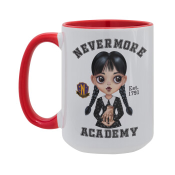 Wednesday Adams, nevermore, Κούπα Mega 15oz, κεραμική Κόκκινη, 450ml