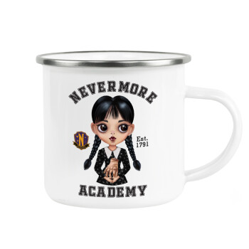Wednesday Adams, nevermore, Κούπα Μεταλλική εμαγιέ λευκη 360ml