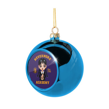Wednesday Adams, nevermore, Χριστουγεννιάτικη μπάλα δένδρου Μπλε 8cm