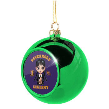 Wednesday Adams, nevermore, Χριστουγεννιάτικη μπάλα δένδρου Πράσινη 8cm