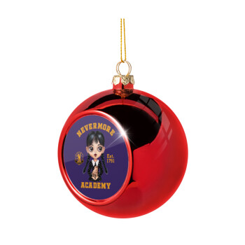 Wednesday Adams, nevermore, Χριστουγεννιάτικη μπάλα δένδρου Κόκκινη 8cm