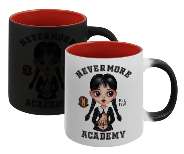 Wednesday Adams — Κούπα Μαγική εσωτερικό κόκκινο, κεραμική, 330ml που αλλάζει χρώμα με το ζεστό ρόφημα