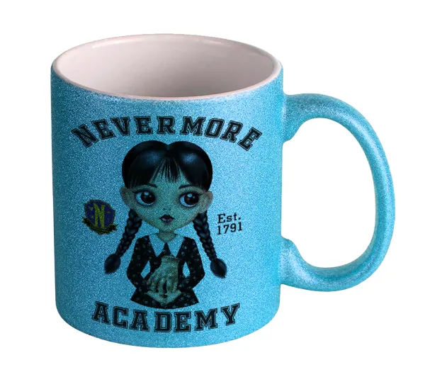Wednesday Adams — Κούπα Σιέλ Glitter που γυαλίζει, κεραμική, 330ml