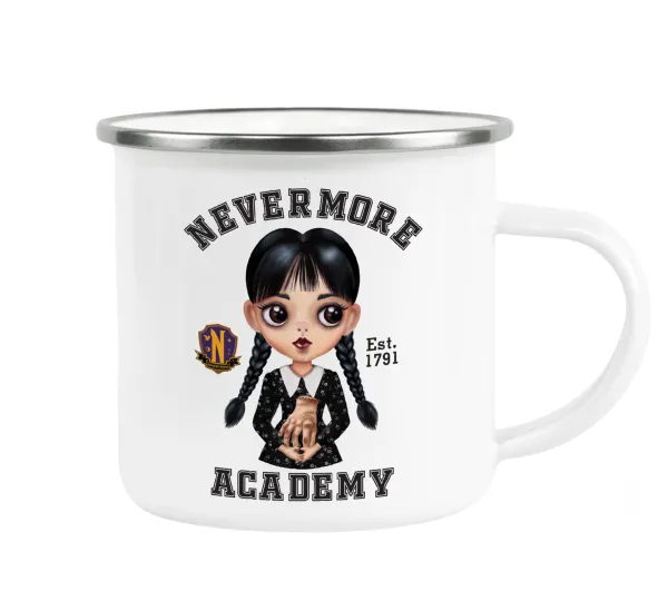 Wednesday Adams — Metallic enamel cup white 360ml
