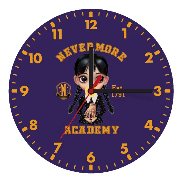 Wednesday Adams — Ρολόι τοίχου ξύλινο (20cm)
