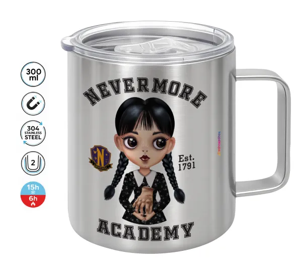 Wednesday Adams — Κούπα Ανοξείδωτη διπλού τοιχώματος 300ml με καπάκι διατήρησης θερμοκρασίας