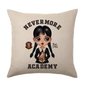 Wednesday Adams, nevermore, Μαξιλάρι καναπέ ΛΙΝΟ 40x40cm περιέχεται το  γέμισμα