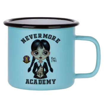 Wednesday Adams, nevermore, Κούπα Μεταλλική εμαγιέ ΜΑΤ σιέλ 360ml