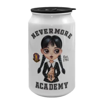 Wednesday Adams, nevermore, Κούπα ταξιδιού μεταλλική με καπάκι (tin-can) 500ml