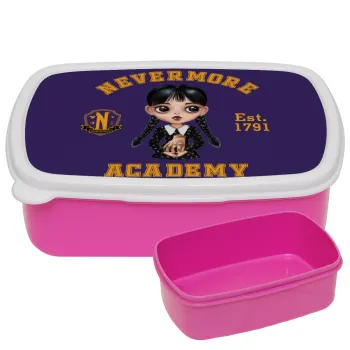 Wednesday Adams, nevermore, ΡΟΖ παιδικό δοχείο φαγητού (lunchbox) πλαστικό (BPA-FREE) Lunch Βox M18 x Π13 x Υ6cm