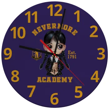 Wednesday Adams, nevermore, Ρολόι τοίχου γυάλινο (30cm)