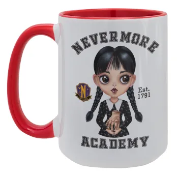 Wednesday Adams, nevermore, Κούπα Mega 15oz, κεραμική Κόκκινη, 450ml