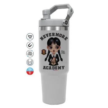 Wednesday Adams, nevermore, GREY color, 890ml (30oz) stainless Steel Tumbler with Handle