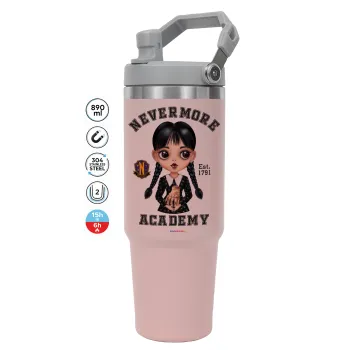Wednesday Adams, nevermore, ΡΟΖ χρώματος Θερμός Ανοξείδωτο 890ml (30oz) με χερούλι