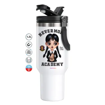 Wednesday Adams, nevermore, Mega Stainless steel Tumbler with lid, double wall 1,2L