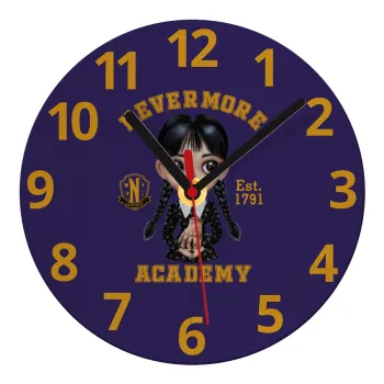 Wednesday Adams, nevermore, Ρολόι τοίχου γυάλινο (20cm)
