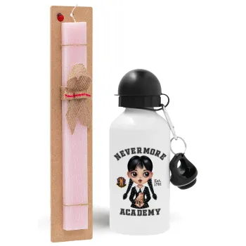 Wednesday Adams, nevermore, Easter Set, metallic aluminum bottle (500ml) & aromatic flat Easter candle (30cm) (PINK)