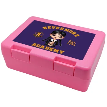 Wednesday Adams, nevermore, Παιδικό δοχείο κολατσιού ΡΟΖ 185x128x65mm (BPA free πλαστικό)