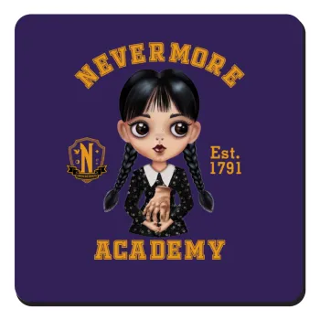 Wednesday Adams, nevermore, Τετράγωνο μαγνητάκι ξύλινο 9x9cm