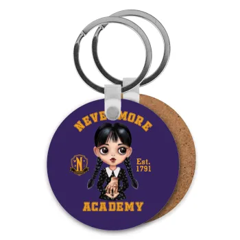 Wednesday Adams, nevermore, Μπρελόκ Ξύλινο στρογγυλό MDF Φ5cm