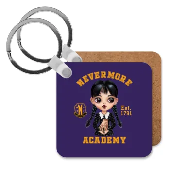 Wednesday Adams, nevermore, Μπρελόκ Ξύλινο τετράγωνο MDF