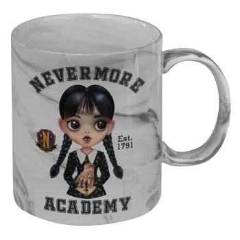 Wednesday Adams, nevermore, Mug ceramic marble style, 330ml