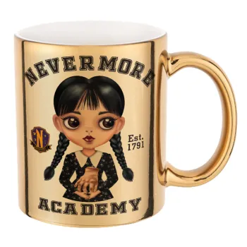 Wednesday Adams, nevermore, Mug ceramic, gold mirror, 330ml