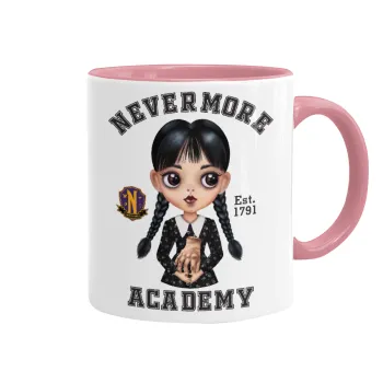 Wednesday Adams, nevermore, Mug colored pink, ceramic, 330ml