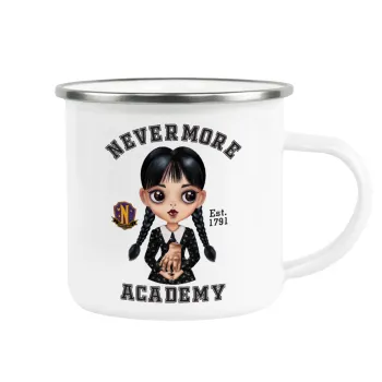 Wednesday Adams, nevermore, Metallic enamel cup white 360ml