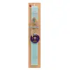 Easter Set, wooden keychain & aromatic flat Easter candle (30cm) (TURQUOISE)
