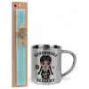 Easter Set, metallic thermal cup (300ml) & aromatic flat Easter candle (30cm) (TURQUOISE)