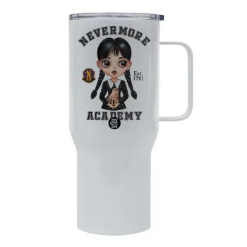 Wednesday Adams, nevermore, Tumbler με καπάκι, διπλού τοιχώματος (θερμό) 750L
